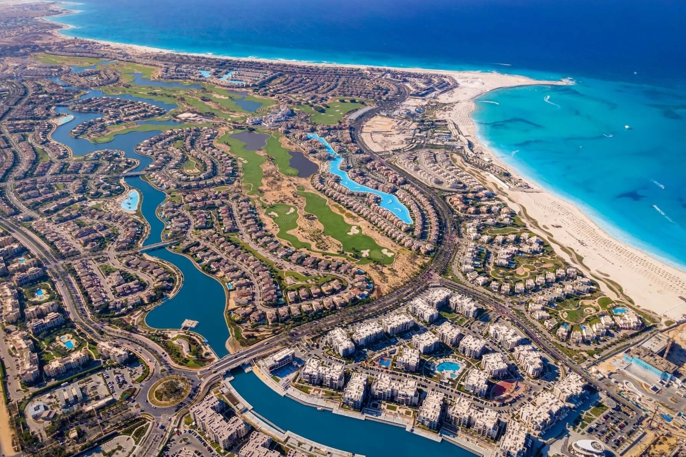 Marassi, aerial of the marina community and beachfront